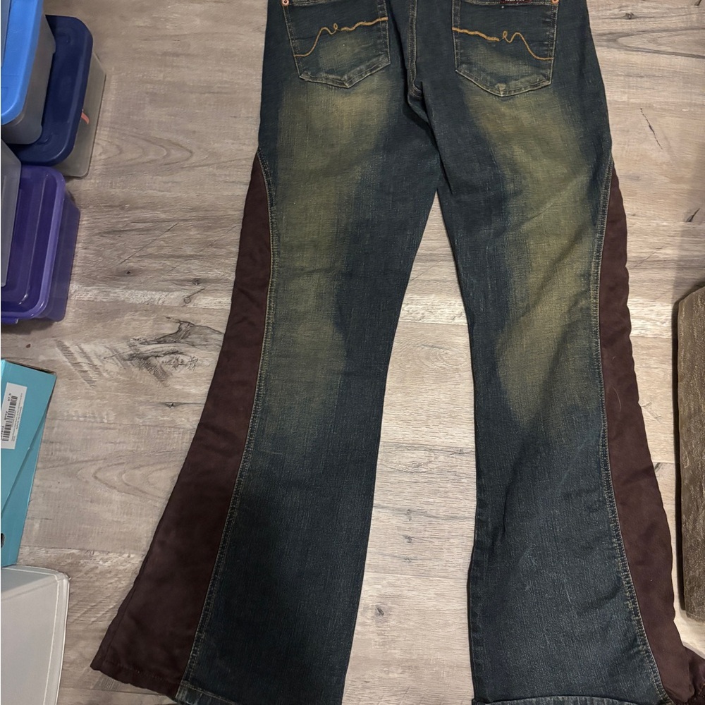 Rampage Blue and Brown Boot Cut Jeans with Distressed Look